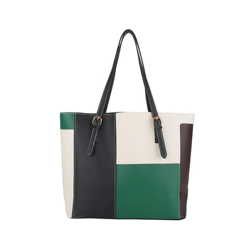 Τσάντα tote σε στυλ αστικής απλότητας, PU υλικό, επένδυση από νάιλον, κλείσιμο με φερμουάρ, κάθετη τετράγωνη μορφή, διπλοί ιμάντες ώμου