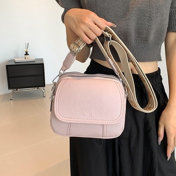 Τσάντα crossbody σε αστικό μινιμαλιστικό στυλ, PU ύφασμα, τετράγωνη τσάντα, οριζόντιο σχήμα, κλείσιμο με καπάκι