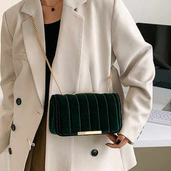 Γυναικεία τσάντα ώμου από βελούδο, μικρού τετράγωνου στυλ, οριζόντια τετράγωνη μορφή, μαγνητικό κλείσιμο, επένδυση από πολυεστέρα-βαμβάκι