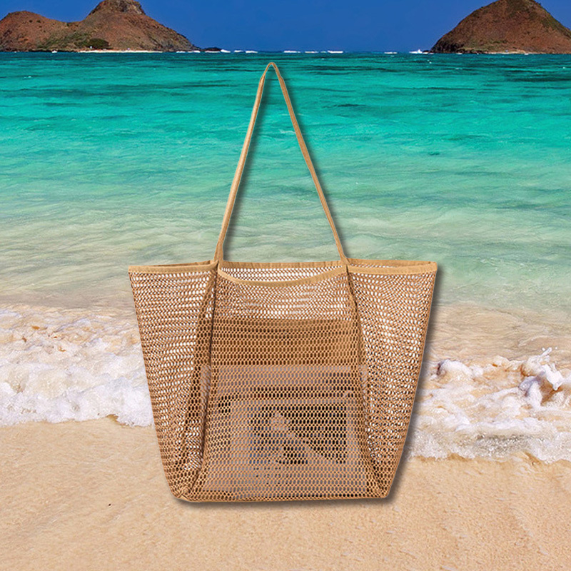 Δίκτυωτη τσάντα παραλίας για πλύσιμο και αποθήκευση — απλό, μοντέρνο στυλ, κατάλληλη για παραλία, ψώνια και κάμπινγκ