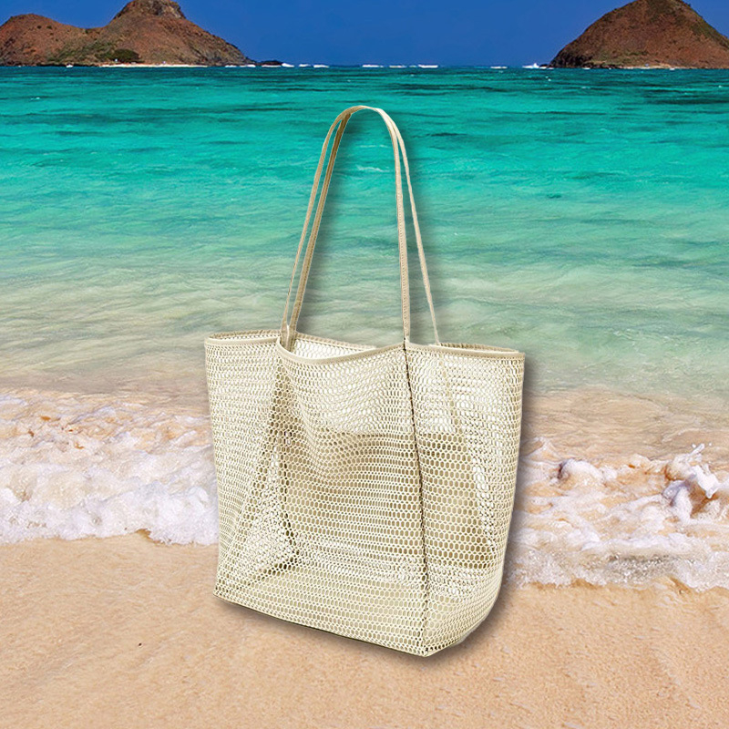 Δίκτυωτη τσάντα παραλίας για πλύσιμο και αποθήκευση — απλό, μοντέρνο στυλ, κατάλληλη για παραλία, ψώνια και κάμπινγκ