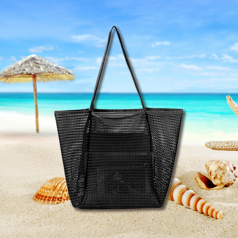 Δίκτυωτη τσάντα παραλίας για πλύσιμο και αποθήκευση — απλό, μοντέρνο στυλ, κατάλληλη για παραλία, ψώνια και κάμπινγκ