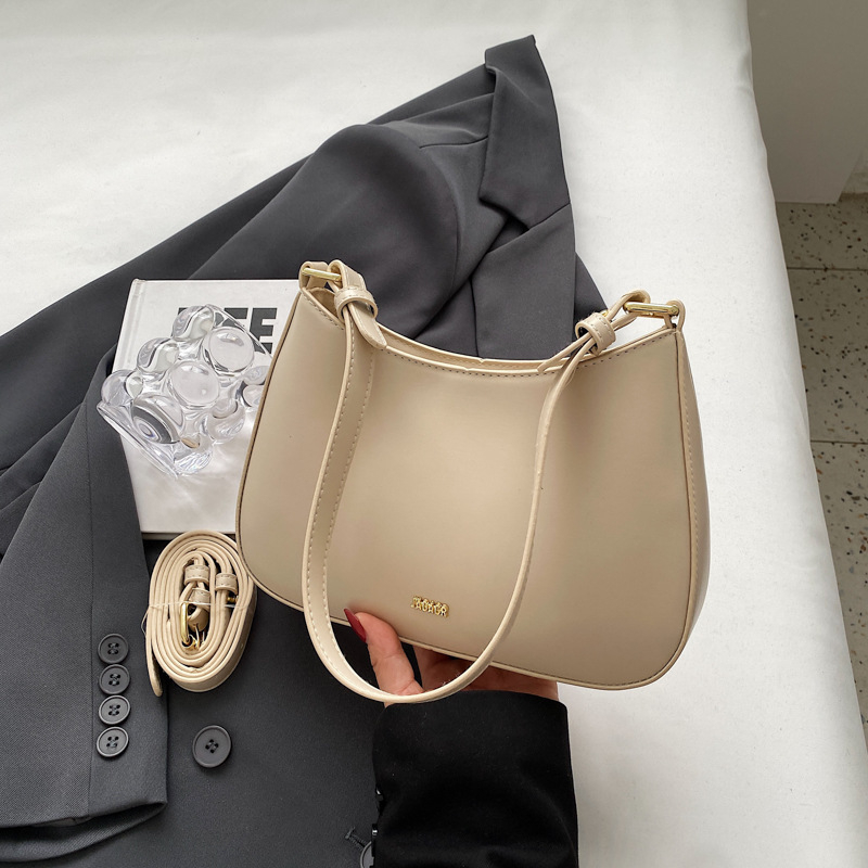 Geantă de piele PU, stil urban minimalist, geantă pentru subraț, formă orizontală pătrată, fermoar