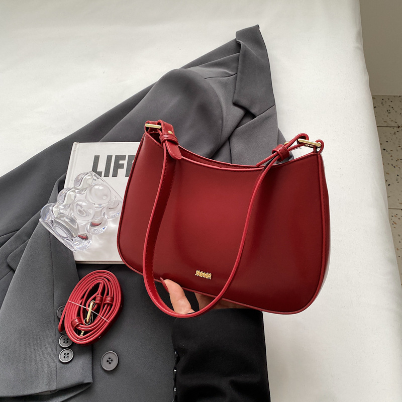 Geantă de piele PU, stil urban minimalist, geantă pentru subraț, formă orizontală pătrată, fermoar