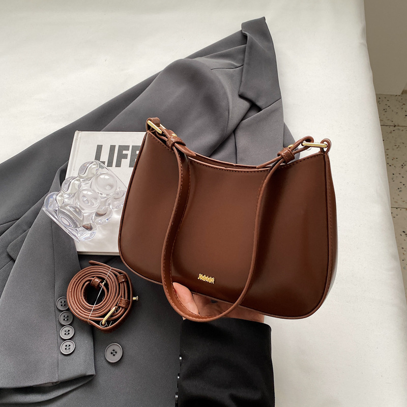 Geantă de piele PU, stil urban minimalist, geantă pentru subraț, formă orizontală pătrată, fermoar