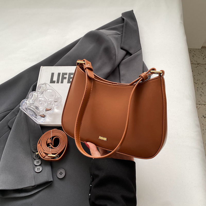 Geantă de piele PU, stil urban minimalist, geantă pentru subraț, formă orizontală pătrată, fermoar