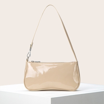 PU τσάντα για κάτω από τη μασχάλη με φερμουάρ, οριζόντιου τετράγωνου σχήματος, επένδυση πολυεστέρα