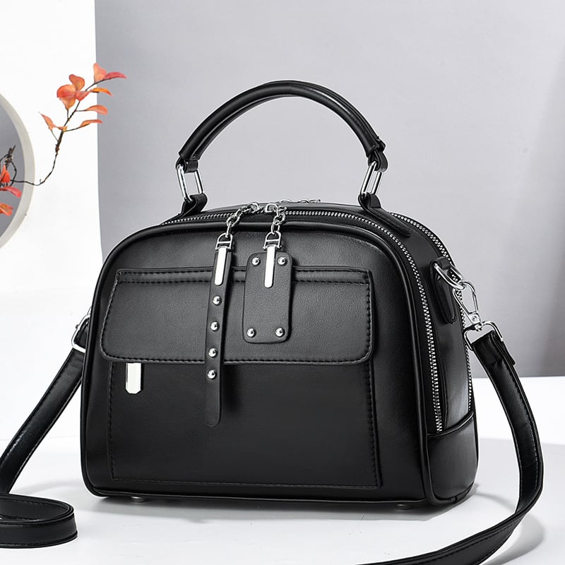 Crossbody rankinė su miesto paprastumu, PU medžiaga, užtrauktukas, medvilninė įdaila, horizontinė kvadratinė forma