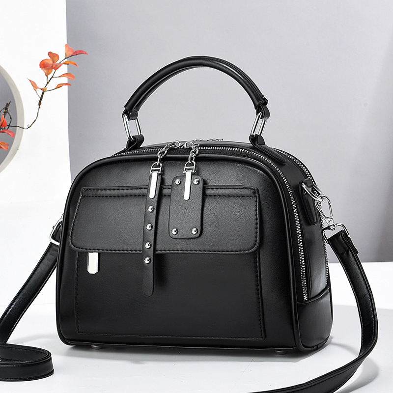 Crossbody rankinė su miesto paprastumu, PU medžiaga, užtrauktukas, medvilninė įdaila, horizontinė kvadratinė forma