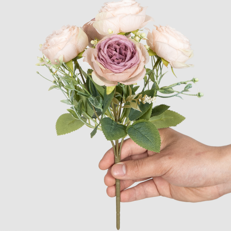 Buchet cu cinci capete din flori de mătase, pentru nunți, decor de casă, senzație hidratantă, varianta 1327355784