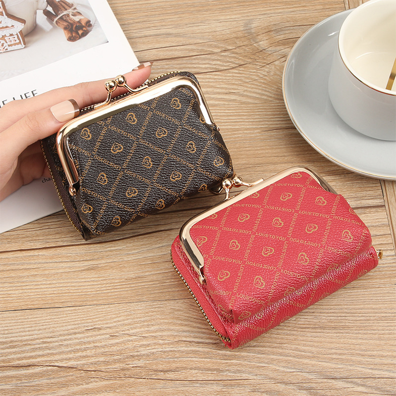 Moteriška monetų piniginė su užtrauktuku, PVC medžiaga, languotas raštas, poliesterio įdaila