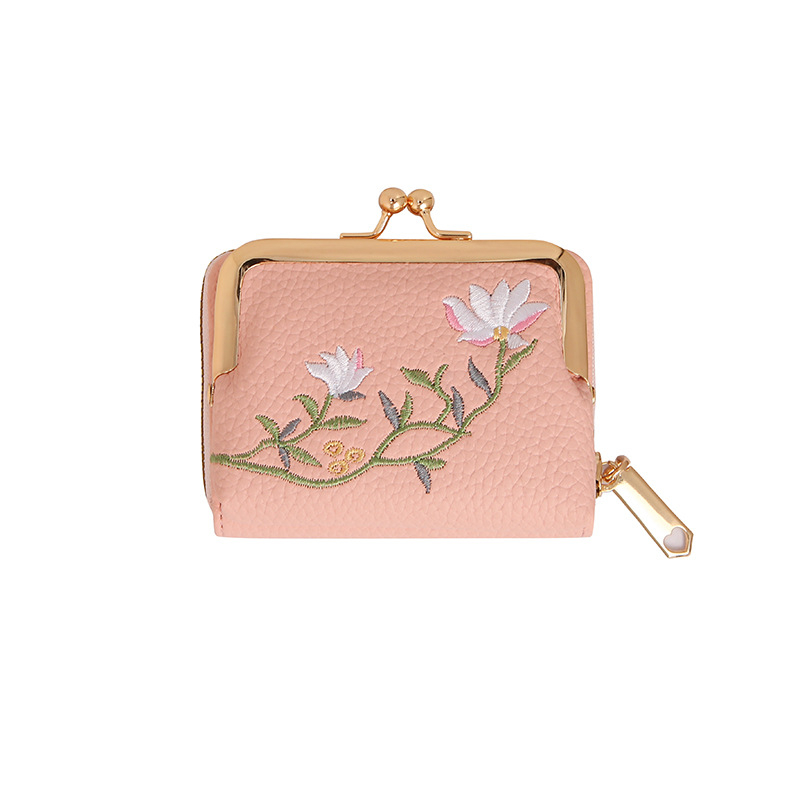Moterims mini monetų piniginė | PVC su gėlių raštu, ultralengva, dvigubo sulankstymo dizainas