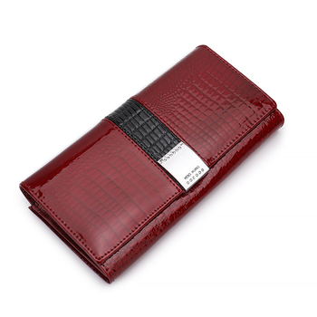 Odinė moterų piniginė su monetų dėžute, dviejų sluoksnių karvės odos, vienos spalvos dizainas, Henghuang, išplečiamas su telefono kišene