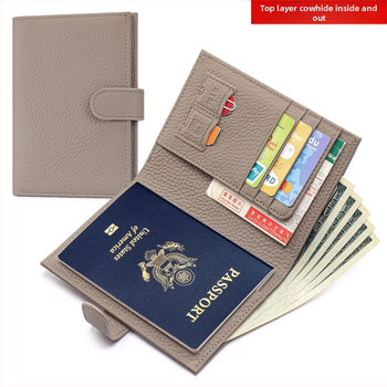 Moterų ultratankus paso dėklas iš natūralios odos (viršutinio sluoksnio karvės odos), RFID apsauga, paso ir kortelių organizatorius