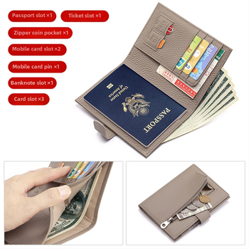 Moterų ultratankus paso dėklas iš natūralios odos (viršutinio sluoksnio karvės odos), RFID apsauga, paso ir kortelių organizatorius