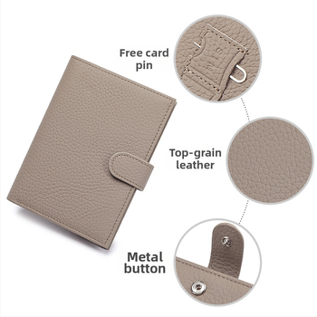 Moterų ultratankus paso dėklas iš natūralios odos (viršutinio sluoksnio karvės odos), RFID apsauga, paso ir kortelių organizatorius