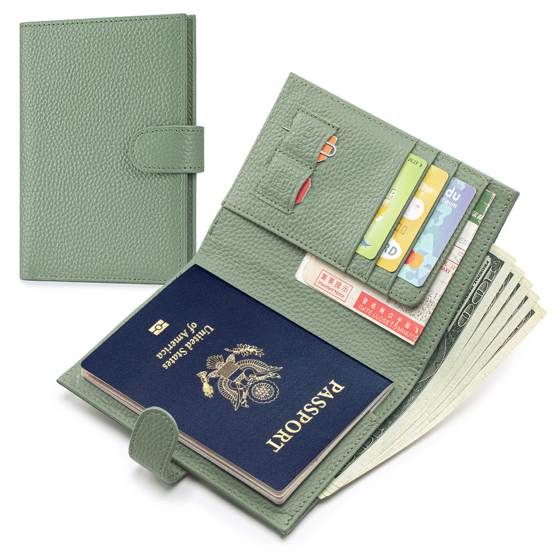 Moterų ultratankus paso dėklas iš natūralios odos (viršutinio sluoksnio karvės odos), RFID apsauga, paso ir kortelių organizatorius