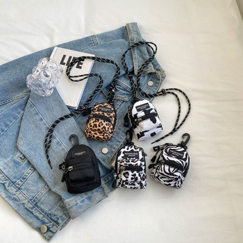 Детска мини чанта през рамо с леопардов принт, нейлон материал, полиестер подплата, модерен стил за ежедневна употреба