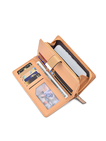 Portofel-clutch din PU GOKE, model frunze, căptușeală poliester, vară 2025