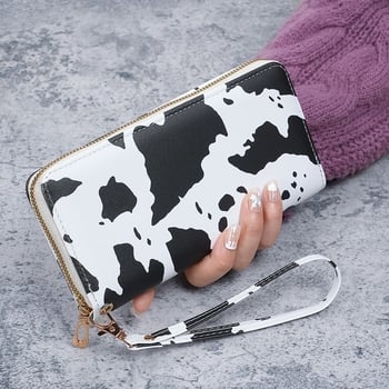 Ženski PU kožni clutch novčanik, 1 preklop, geometrijski uzorak, podstava od sintetičke kože, svjež i sladak stil