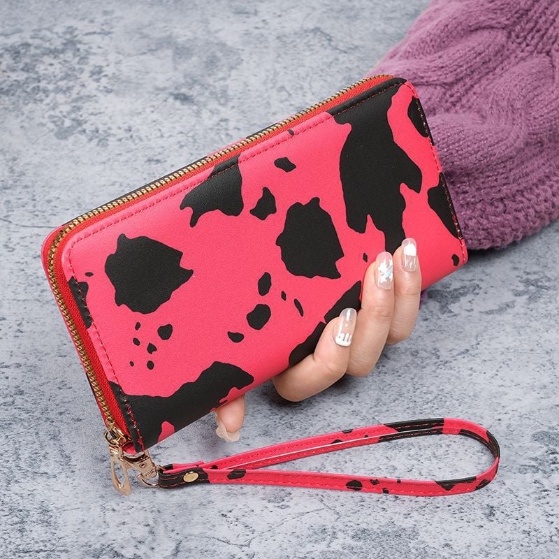 Ženski PU kožni clutch novčanik, 1 preklop, geometrijski uzorak, podstava od sintetičke kože, svjež i sladak stil