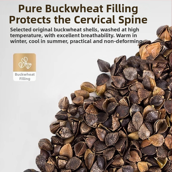 Grikinių pagalvė su kieta šerdimi kaklo stuburo apsaugai, užpildas iš grikių, 100% medvilnės užvalkalas, stačiakampio formos, vienam asmeniui, įtrauktas pagalvės užvalkalas
