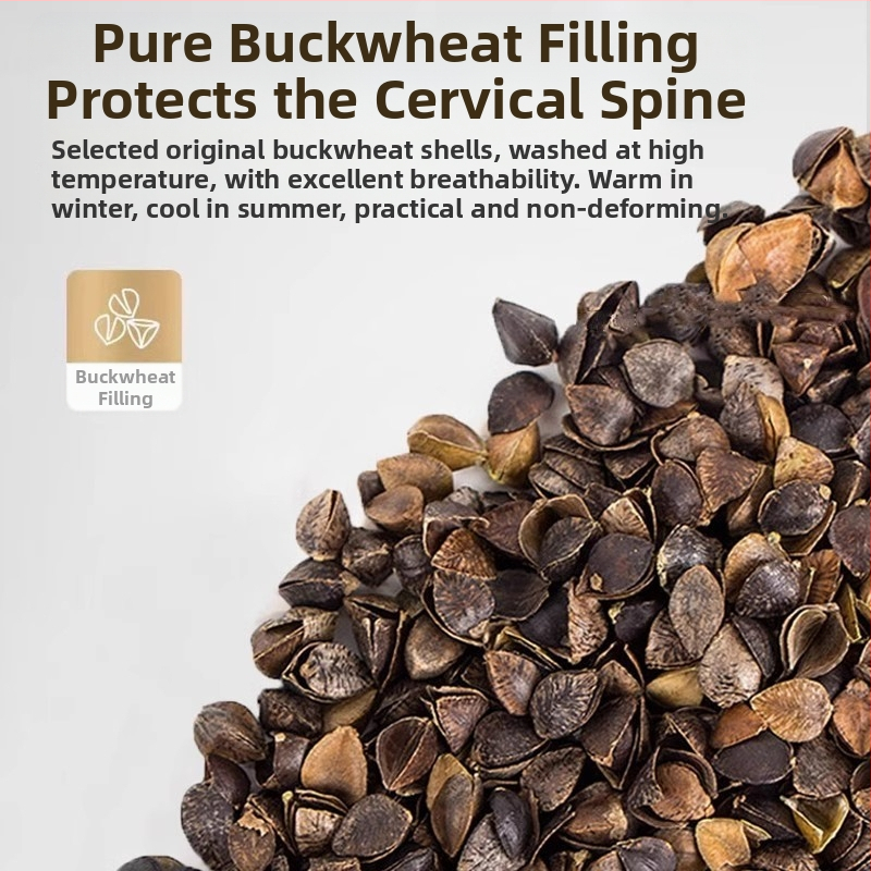 Grikinių pagalvė su kieta šerdimi kaklo stuburo apsaugai, užpildas iš grikių, 100% medvilnės užvalkalas, stačiakampio formos, vienam asmeniui, įtrauktas pagalvės užvalkalas