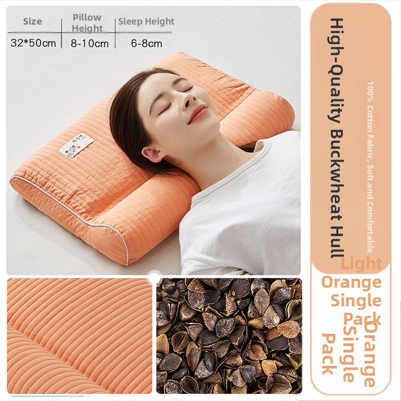 Grikinių pagalvė su kieta šerdimi kaklo stuburo apsaugai, užpildas iš grikių, 100% medvilnės užvalkalas, stačiakampio formos, vienam asmeniui, įtrauktas pagalvės užvalkalas