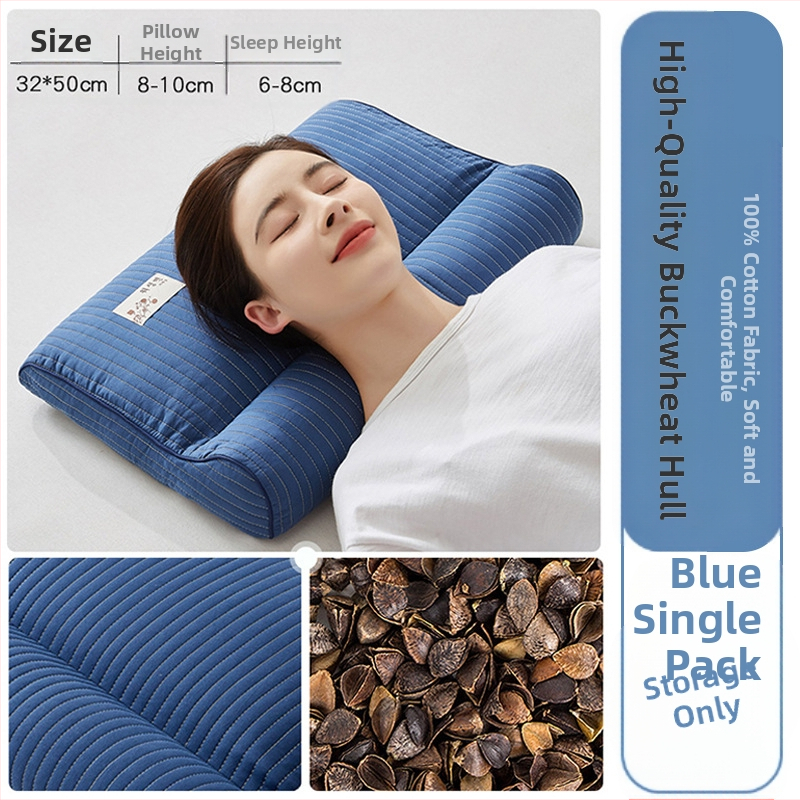 Grikinių pagalvė su kieta šerdimi kaklo stuburo apsaugai, užpildas iš grikių, 100% medvilnės užvalkalas, stačiakampio formos, vienam asmeniui, įtrauktas pagalvės užvalkalas