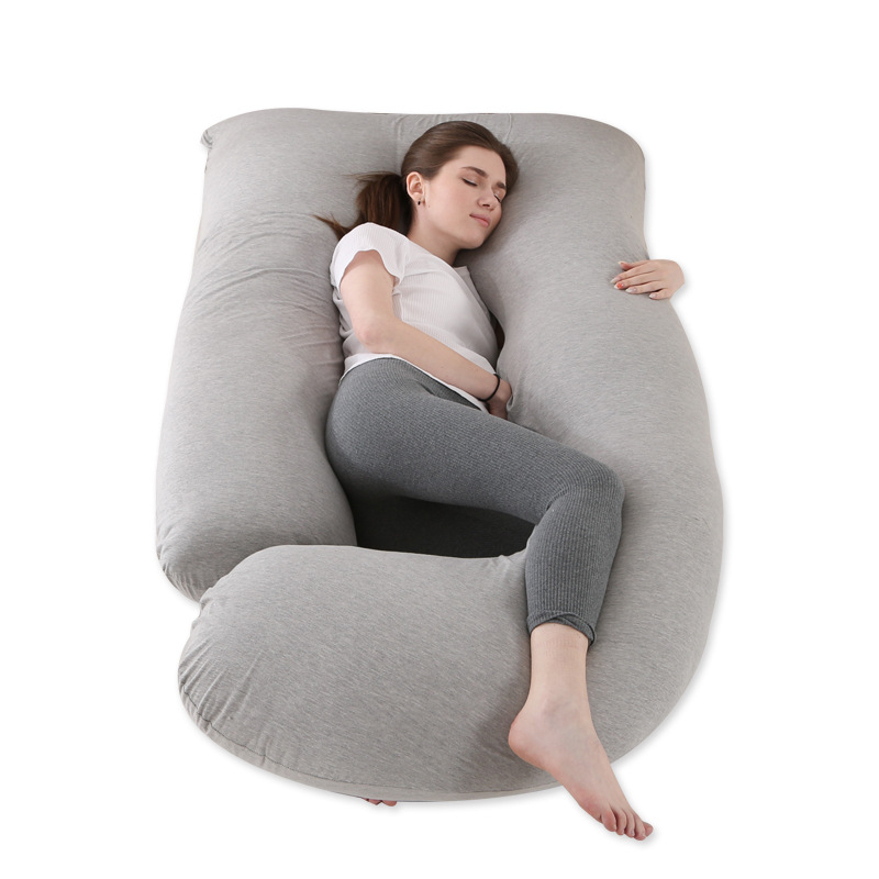 Nėštumo mezginė pagalvė su pluošto brandu – forma J, 3,1 kg, užpildas: poliesterio pluoštas, atminties putos, sojos pluoštas, DuPont pluoštas, individualizavimas galimas