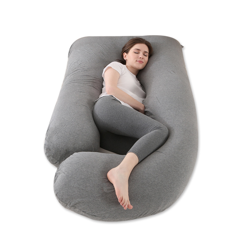 Nėštumo mezginė pagalvė su pluošto brandu – forma J, 3,1 kg, užpildas: poliesterio pluoštas, atminties putos, sojos pluoštas, DuPont pluoštas, individualizavimas galimas