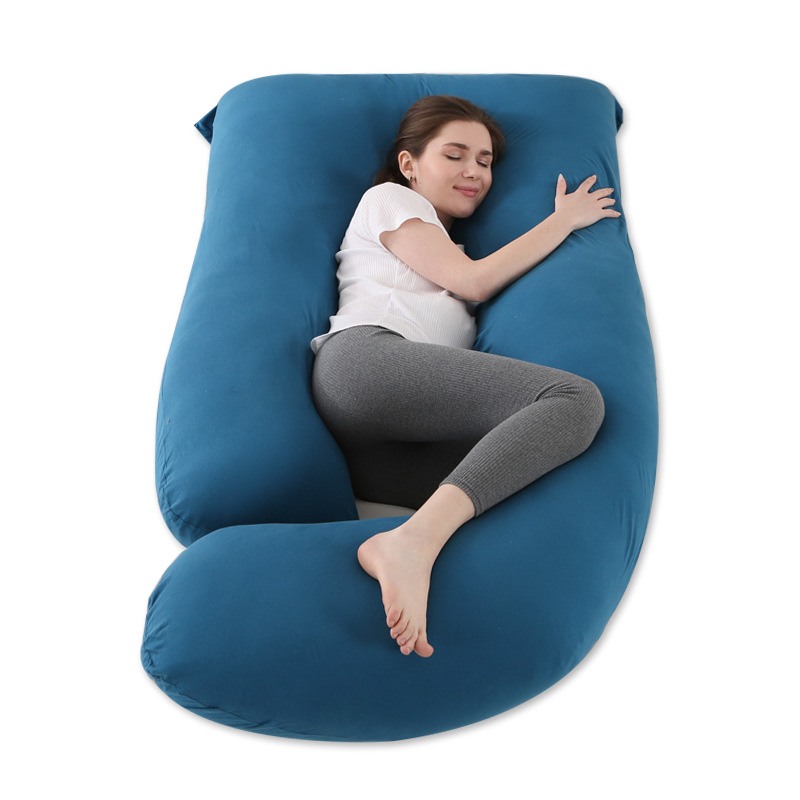 Nėštumo mezginė pagalvė su pluošto brandu – forma J, 3,1 kg, užpildas: poliesterio pluoštas, atminties putos, sojos pluoštas, DuPont pluoštas, individualizavimas galimas