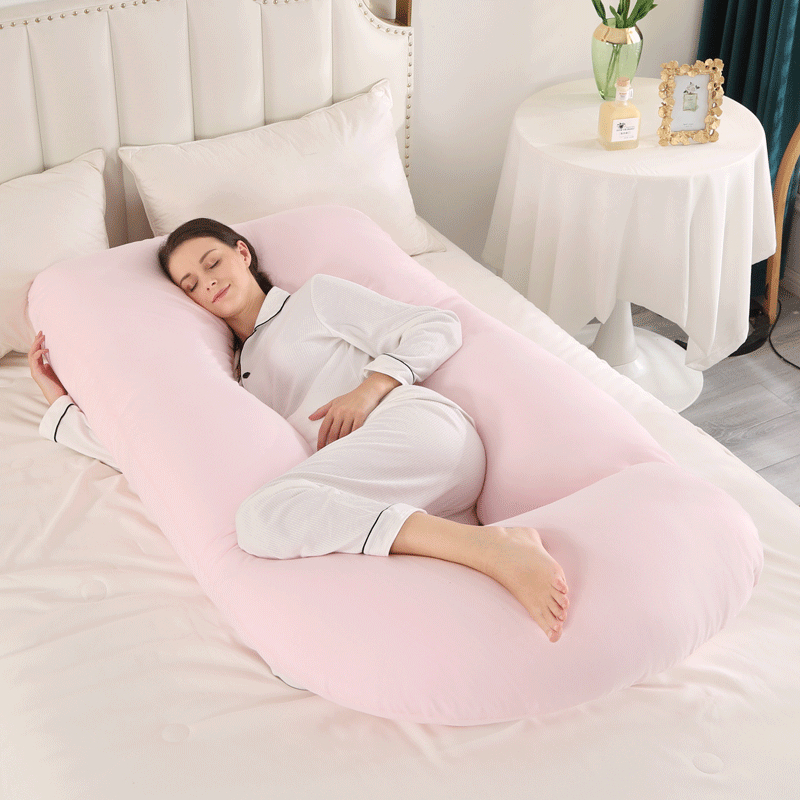 Nėštumo mezginė pagalvė su pluošto brandu – forma J, 3,1 kg, užpildas: poliesterio pluoštas, atminties putos, sojos pluoštas, DuPont pluoštas, individualizavimas galimas