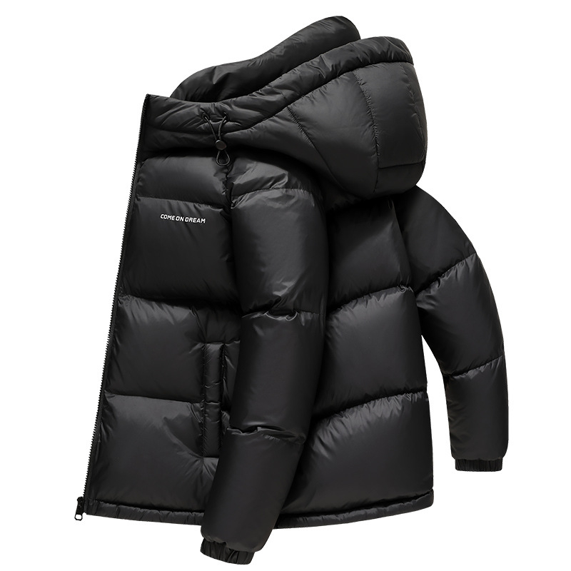 Vyrinė pūkinė striukė su gobtuvu - 650 pūko užpildas, kašmyras 86–90%, nailoninė išorė, įprastas ilgis, užtrauktukas