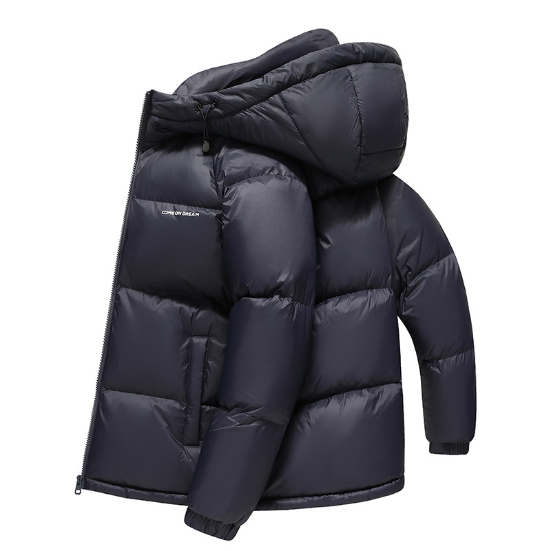 Vyrinė pūkinė striukė su gobtuvu - 650 pūko užpildas, kašmyras 86–90%, nailoninė išorė, įprastas ilgis, užtrauktukas