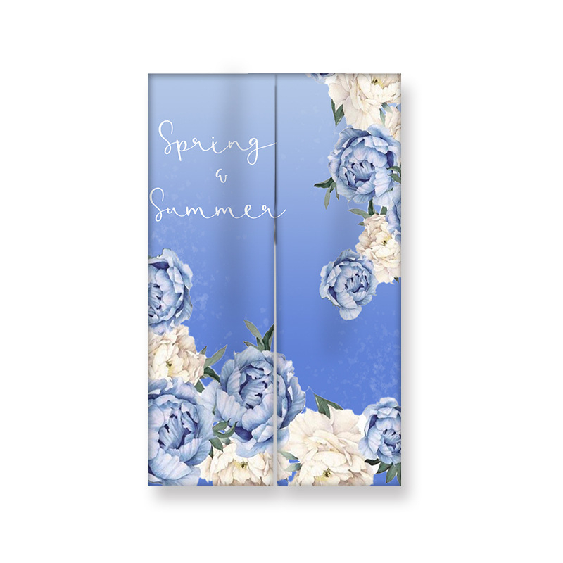 Durų užuolaida su akvarelės gėlių spauda, poliesterio audinys, piešinių stilius, virtuvei, voniai ir restoranui