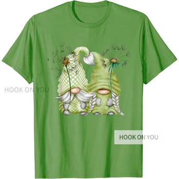 Γυναικείο βαμβακερό T‑shirt με μοτίβο Dandelion Flower και Funny Garden Gnomes, χαλαρή γραμμή, κοντό μανίκι, στρογγυλός λαιμός