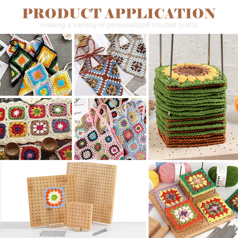 DIY blokavimo kilimėlis mezgimui su bambukų medine plokštele, kvadratinis mezgimo formavimo įrankis ir formavimo adata