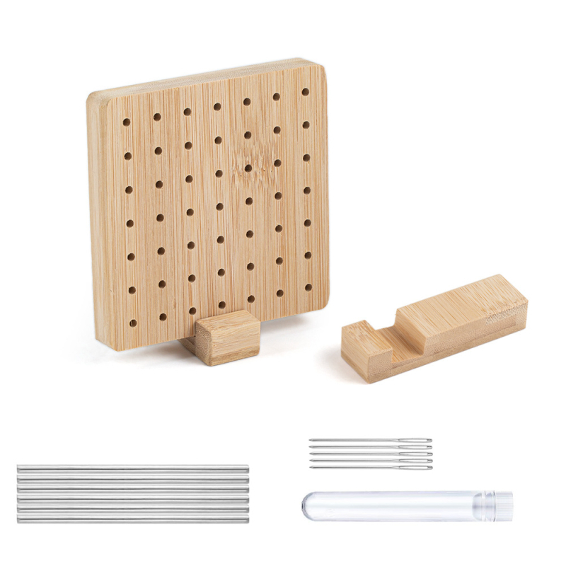 DIY blokavimo kilimėlis mezgimui su bambukų medine plokštele, kvadratinis mezgimo formavimo įrankis ir formavimo adata