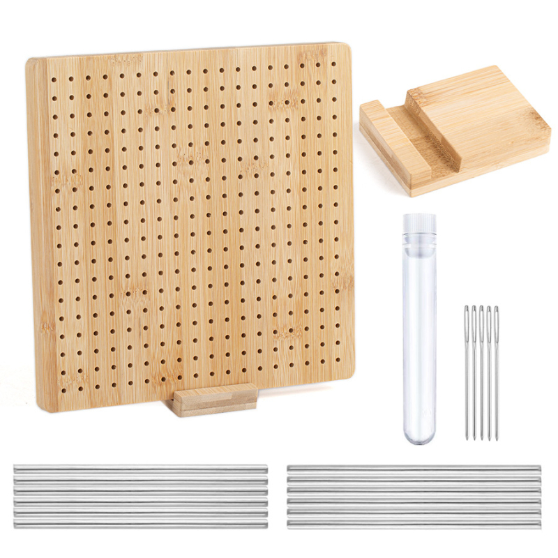 DIY blokavimo kilimėlis mezgimui su bambukų medine plokštele, kvadratinis mezgimo formavimo įrankis ir formavimo adata