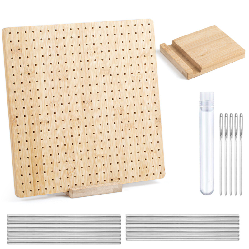 DIY blokavimo kilimėlis mezgimui su bambukų medine plokštele, kvadratinis mezgimo formavimo įrankis ir formavimo adata