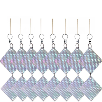 Πλαστικό σετ απομάκρυνσης πουλιών με ανακλαστικό λέιζερ, κιτ τριών τεμαχίων, σχήματα κύκλος, ρόμβος, εξάγωνο, κουκουβάγια; 16 τεμάχια; Goth