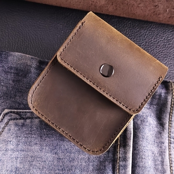 Vyrų monetų dėklas iš natūralios odos, pirmo sluoksnio karvių odos, vienos spalvos dizainas, dirželio klipsas, pjūvių apsauga, kasdieniam naudojimui