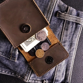 Vyrų monetų dėklas iš natūralios odos, pirmo sluoksnio karvių odos, vienos spalvos dizainas, dirželio klipsas, pjūvių apsauga, kasdieniam naudojimui