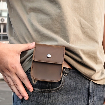 Vyrų monetų dėklas iš natūralios odos, pirmo sluoksnio karvių odos, vienos spalvos dizainas, dirželio klipsas, pjūvių apsauga, kasdieniam naudojimui