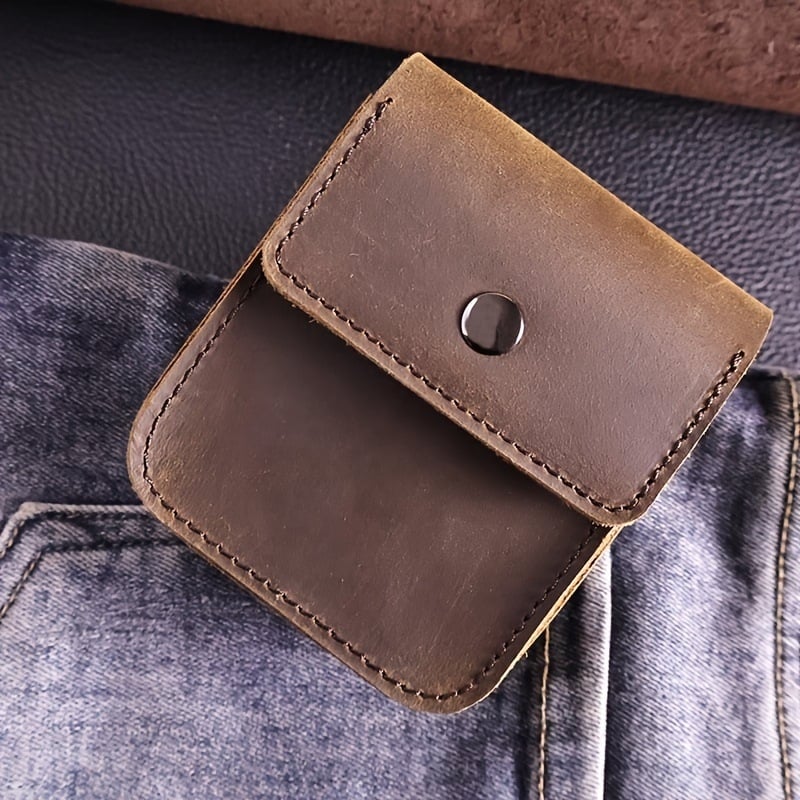 Vyrų monetų dėklas iš natūralios odos, pirmo sluoksnio karvių odos, vienos spalvos dizainas, dirželio klipsas, pjūvių apsauga, kasdieniam naudojimui