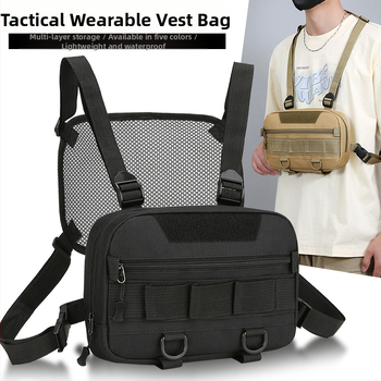 Vīriešu krūšu soma no neilona, pilsētas vienkāršā stila, elpojoša, brīvā laika ceļojumiem