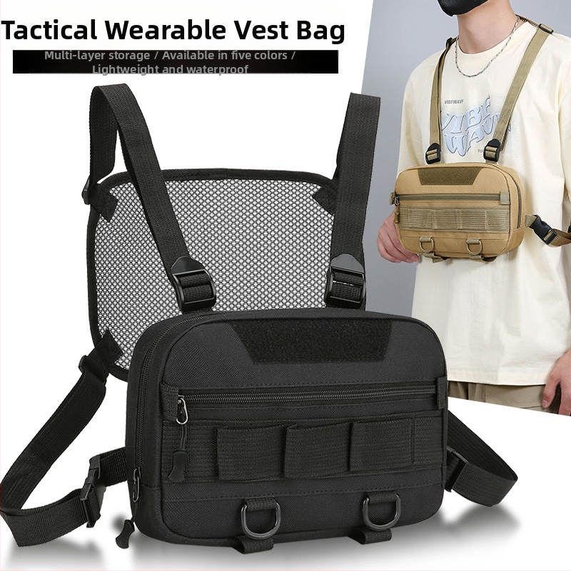 Vīriešu krūšu soma no neilona, pilsētas vienkāršā stila, elpojoša, brīvā laika ceļojumiem