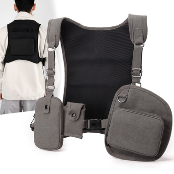 Vīriešu kanvas krūšu soma — izturīga, ar daudz kabatām, piemērota brīvā laika un ārējai taktiskai lietošanai