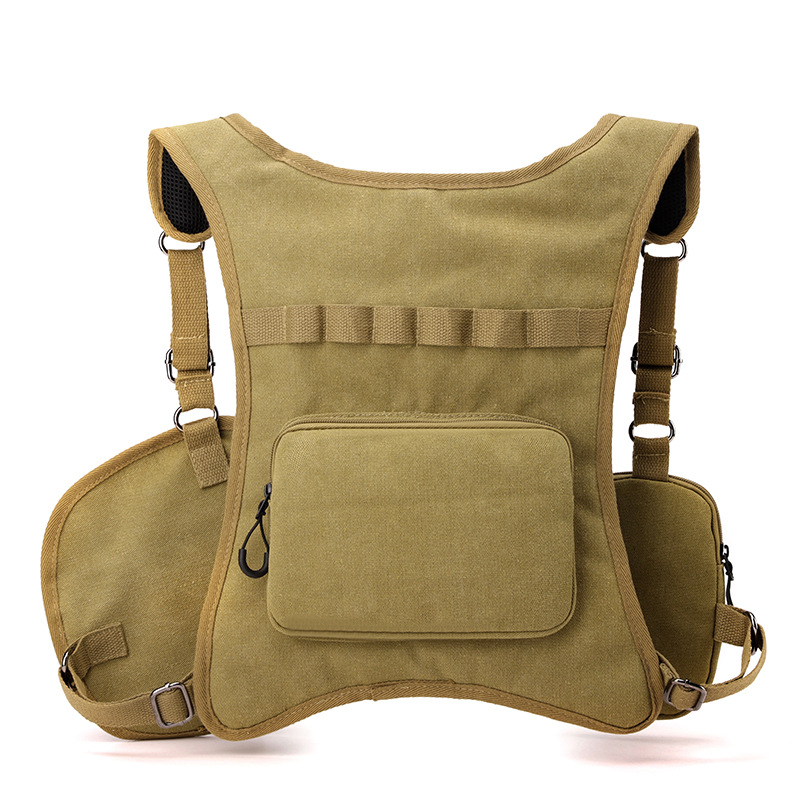 Vīriešu kanvas krūšu soma — izturīga, ar daudz kabatām, piemērota brīvā laika un ārējai taktiskai lietošanai